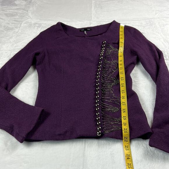 Peppe Pelusa purple moto jacket with metal fringe detail, small - Picture 4 of 11